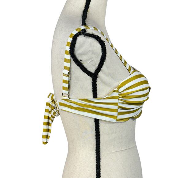 Retro Stage Small Bikini Swim Top Striped Molded Cups Adjustable Straps Tie Back - Picture 3 of 8